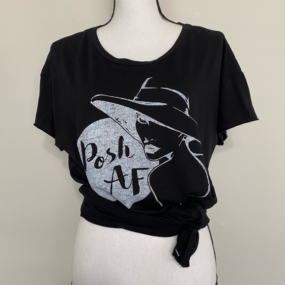 Posh AF Short Sleeve Black Custom Tee Size Large - Picture 7 of 12